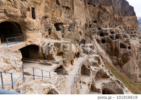 Vardzia ancient cave city carved into the rock - famous attraction of Georgia 101916619