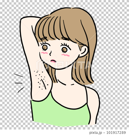 Young woman suffering from unwanted armpit hair 101917289