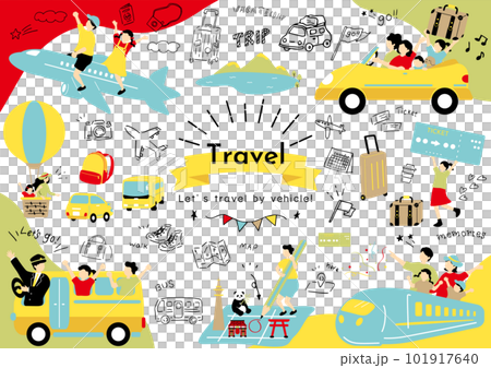 乗り物で旅行を楽しむ人達 101917640