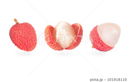 Fresh ripe lychee tropical fruit isolated on white background 101918110