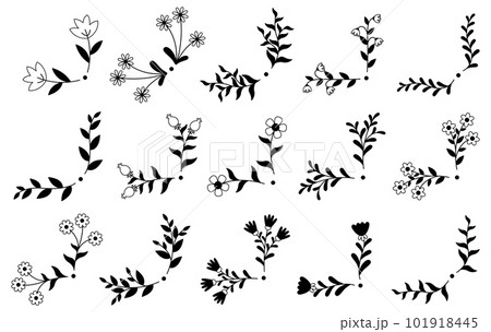 Floral hand drawn border. Wedding card design element. 101918445