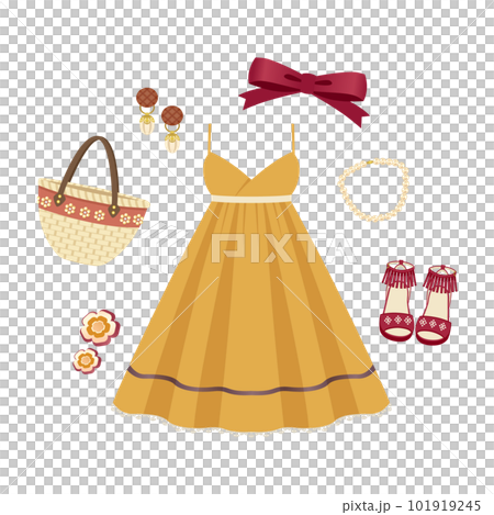 yellow dress summer coordination 101919245