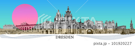 Collage of landmarks of Dresden, Germany - art design 101920227