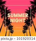 Summer day palm tree and sunset sky background design	 101920314