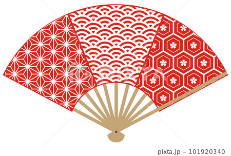 扇子　伝統模様組み合わせ　 101920340