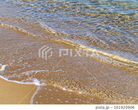 透明で美しい海の波打ち際。 101920906