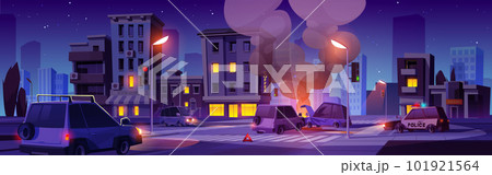 Car accident city road, drive crash illustration 101921564