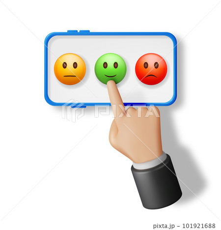 3D Customer Rating Smile Emoticons in Mobile Phone 101921688