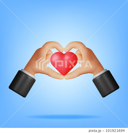3D Heart and Love Hand Gesture Symbol 101921694