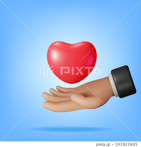 3D Heart Shape in Human Hand Isolated 101921695