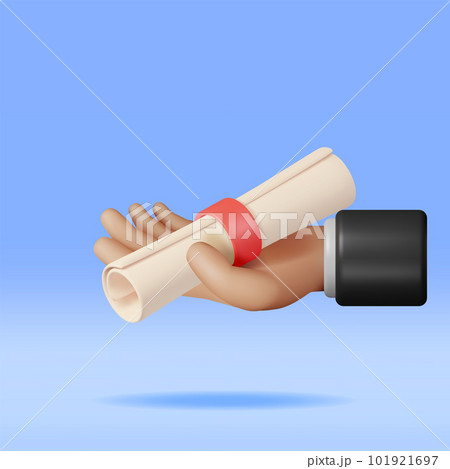 3D Diploma Paper Scroll in Hand 101921697