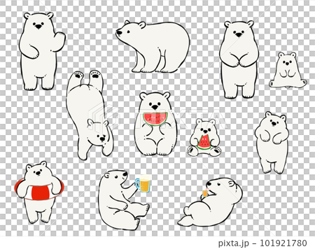Polar bear illustration set enjoying summer 101921780