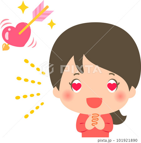 ハートを射抜かれて目がハート型の女性 ハートを射抜かれて目がハート型の女性 101921890