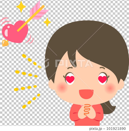 ハートを射抜かれて目がハート型の女性 ハートを射抜かれて目がハート型の女性 101921890