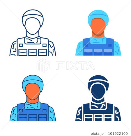 Military soldier icon set in flat and line styleのイラスト素材 [101922100] - PIXTA