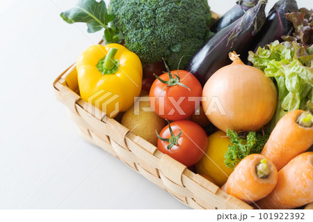 野菜がたくさん入ったカゴの写真 野菜がたくさん入ったカゴの写真 101922392
