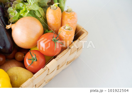 野菜がたくさん入ったカゴの写真 野菜がたくさん入ったカゴの写真 101922504