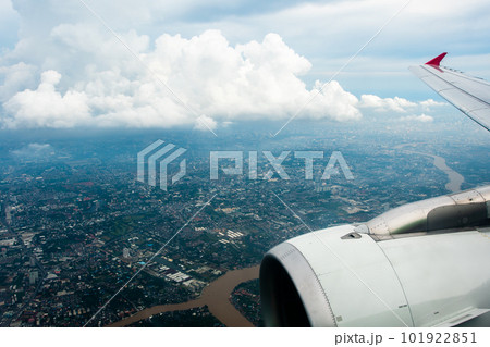 blue sky with the clouds from the plane view 101922851