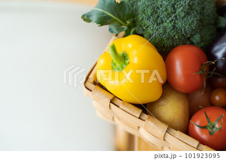 野菜がたくさん入ったカゴの写真 野菜がたくさん入ったカゴの写真 101923095