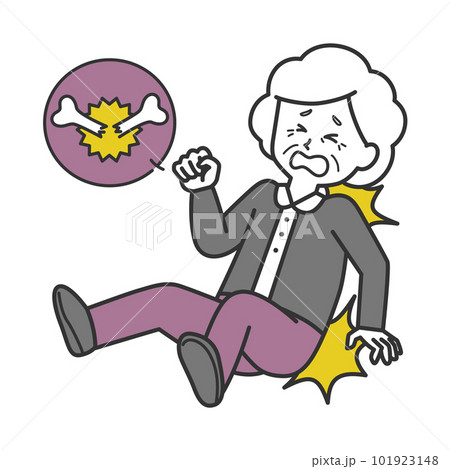 転んで骨折をする高齢女性 101923148