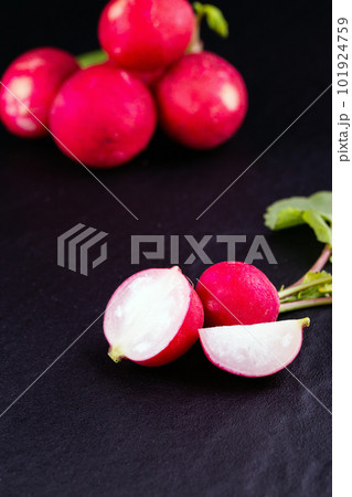 Red fresh radish on wooden 101924759