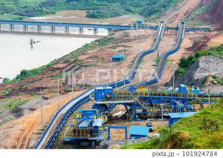 Part of a pit with big mining truck working 101924784