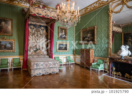 Apartment of the Dauphin. Decorated interior with historical furniture and architectural details of Chateau Versailles near Paris, France Apartment of the Dauphin. Decorated interior with historical furniture and architectural details of Chateau Versailles near Paris, France 101925790