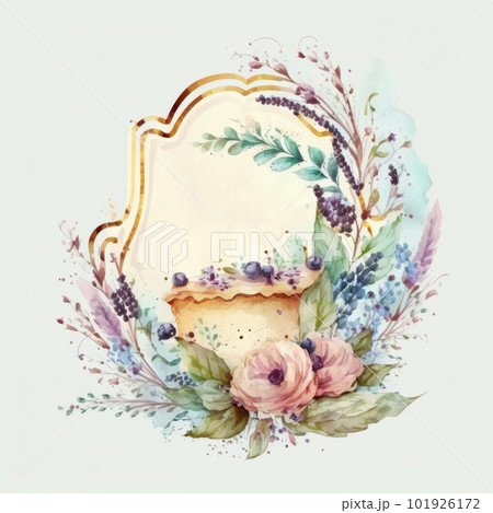 Watercolor cake isolated. Illustration AI Generative 101926172