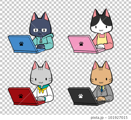 Cat people using a laptop 01 101927015