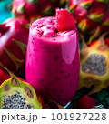 Vibrant and Healthy Bright Pink Dragonfruit Smoothie 101927228