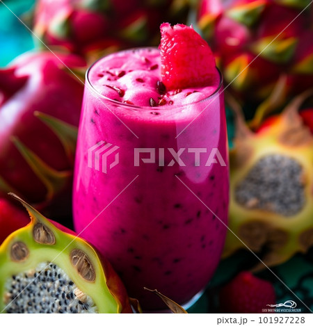 Vibrant and Healthy Bright Pink Dragonfruit...の写真素材 ...