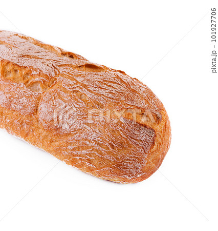 Black bread loaf closeup on white background 101927706