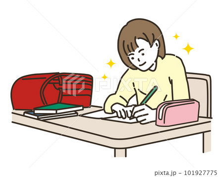 勉強をする女子小学生 勉強をする女子小学生 101927775