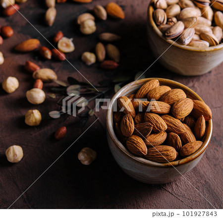 Top view of different nuts mix Top view of different nuts mix 101927843
