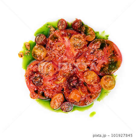 Gnocchi fried with cherry tomatoes with basil and spinach pesto Gnocchi fried with cherry tomatoes with basil and spinach pesto 101927845
