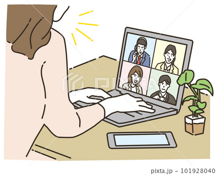 ビデオ通話をする社会人のイメージ ビデオ通話をする社会人のイメージ 101928040