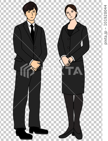 一個男人和一個女人在葬禮上哀悼的全身插圖 101928044