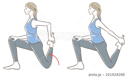 股関節のストレッチをする女性のイラスト 101928266