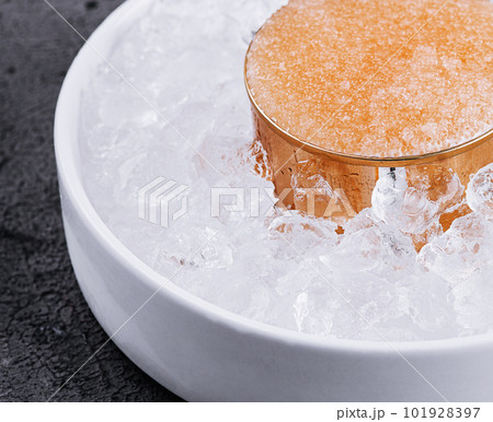 Pike caviar on ice close up 101928397