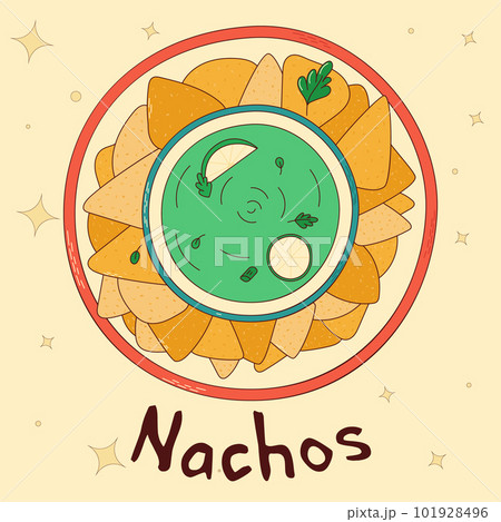 Mexican traditional food. Nachos. Vector illustration in hand drawn style 101928496