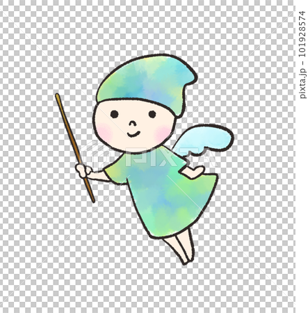 青い服を着た妖精の手描きイラスト 青い服を着た妖精の手描きイラスト 101928574