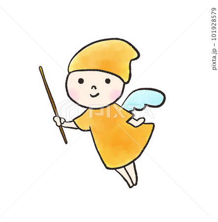 黄色の服を着た妖精の手描きイラスト 黄色の服を着た妖精の手描きイラスト 101928579