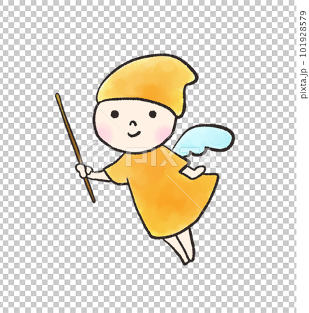 黄色の服を着た妖精の手描きイラスト 黄色の服を着た妖精の手描きイラスト 101928579