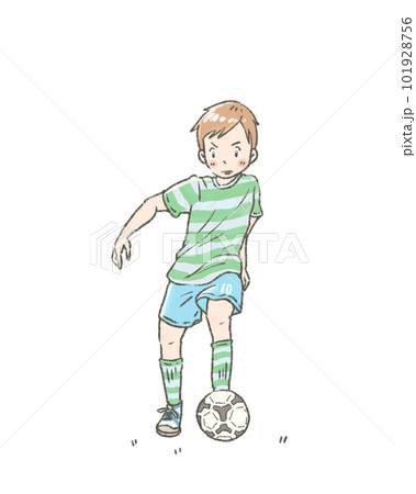 サッカーをする男の子のイラスト 101928756