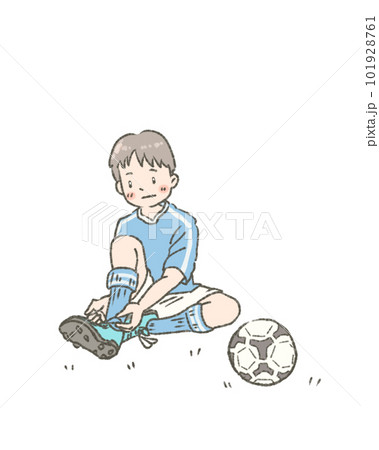 靴ひもを結ぶ男の子のイラスト 101928761