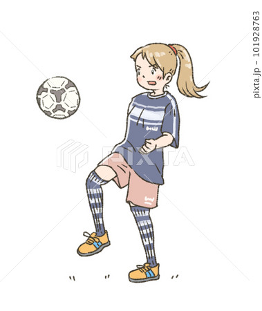 サッカーをする女の子のイラスト 101928763