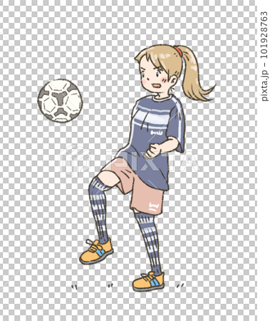 サッカーをする女の子のイラスト 101928763