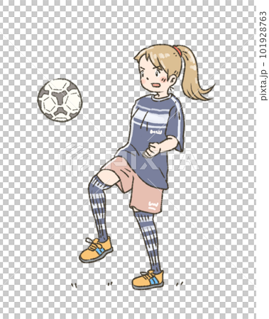 一個女孩踢足球的插圖 一個女孩踢足球的插圖 101928763