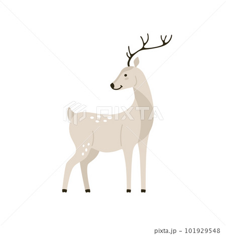 Cute cartoon beige deer in Scandinavian style. 101929548
