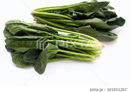 Fresh spinach on white background Fresh spinach on white background 101931267
